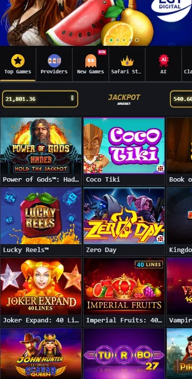 Palms Bet Casino mobile games